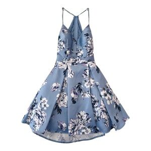 B. Darlin Sleeveless Lace Bralette-Back Floral-Printed Satin Fit & Flare Dress